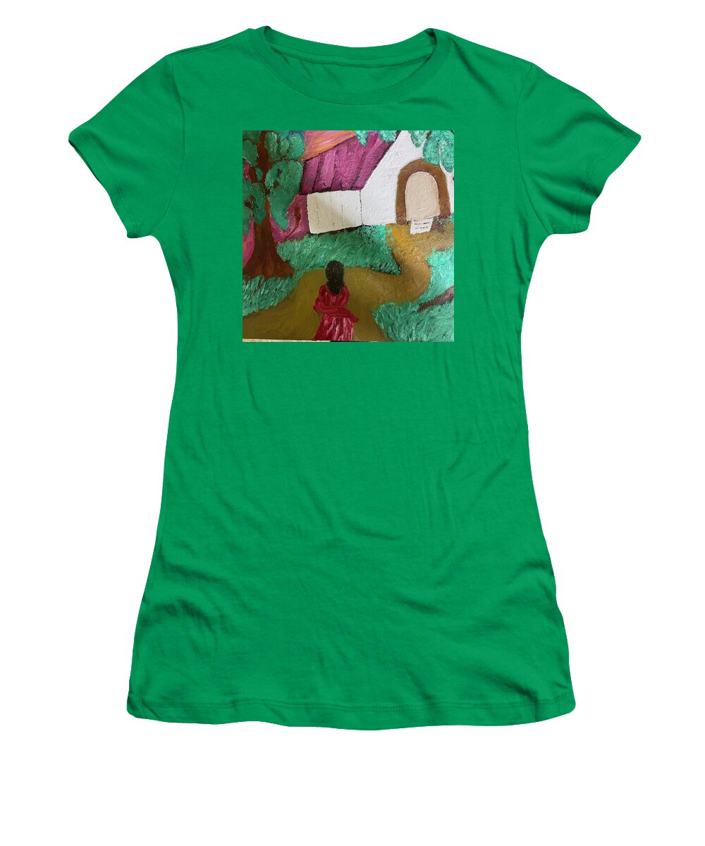 Black Art Women's T-Shirt featuring the painting Church Ladies by Mildred Chatman