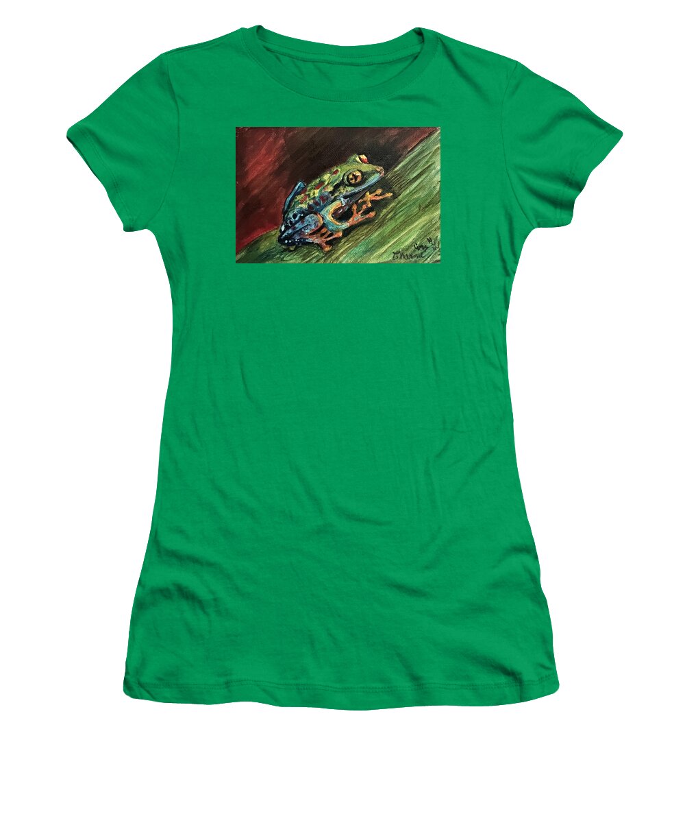 Frong Women's T-Shirt featuring the painting Colorful Frog by Charme Curtin
