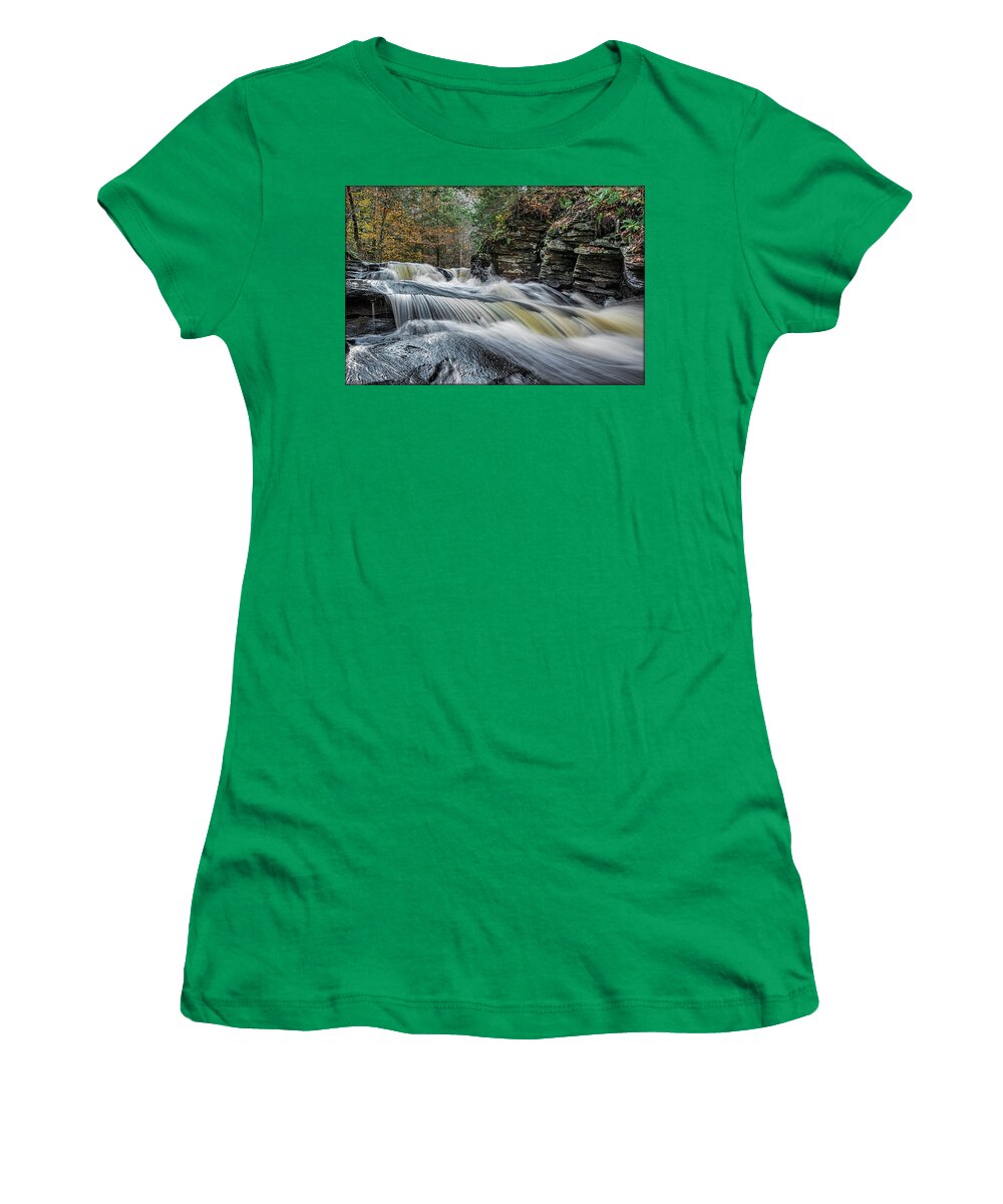 Waterfall Women's T-Shirt featuring the photograph Conestoga Falls by Erika Fawcett