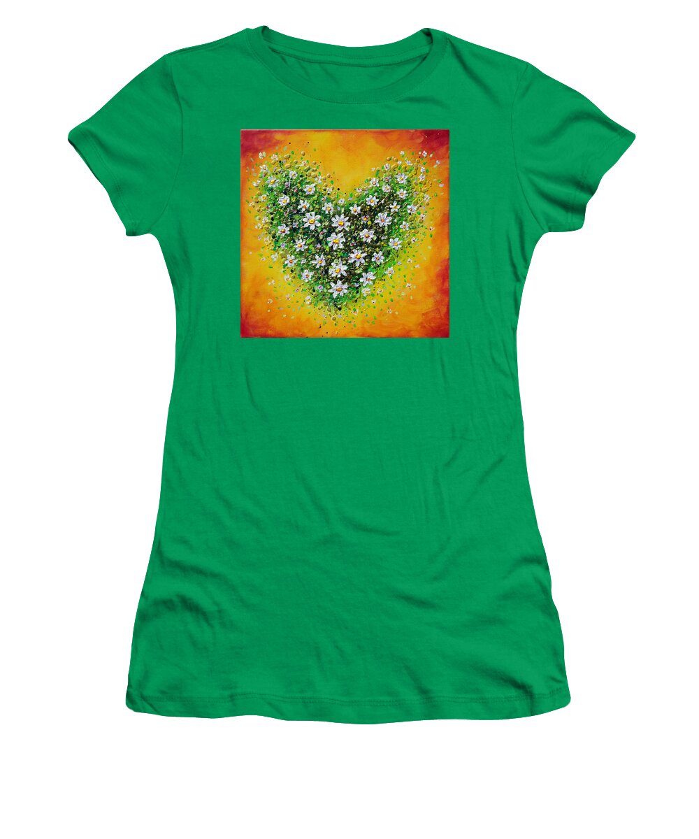 Heart Women's T-Shirt featuring the painting Daisy Joy by Amanda Dagg