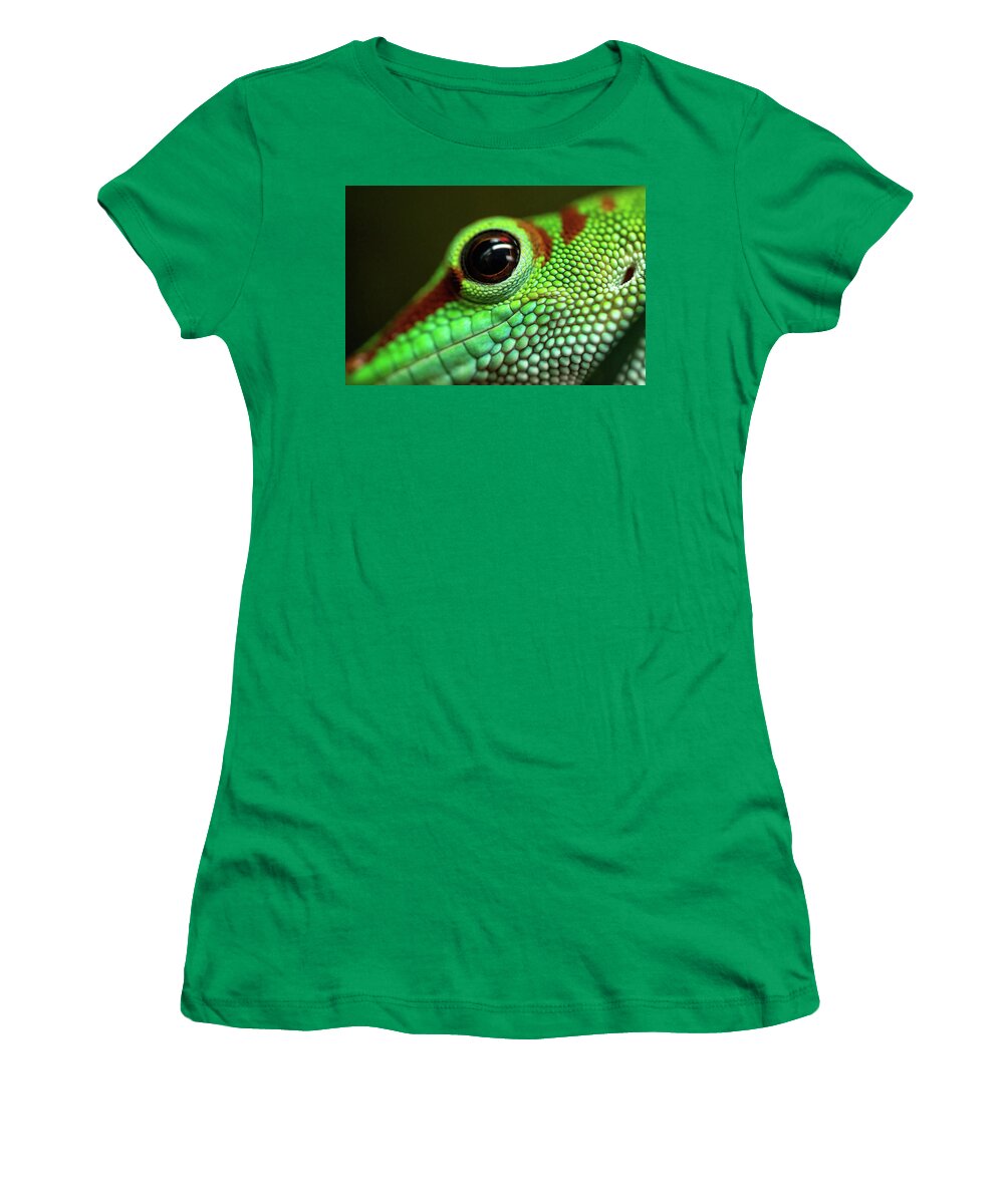 Day Gecko Women's T-Shirt featuring the photograph Day Gecko Macro by Wesley Aston