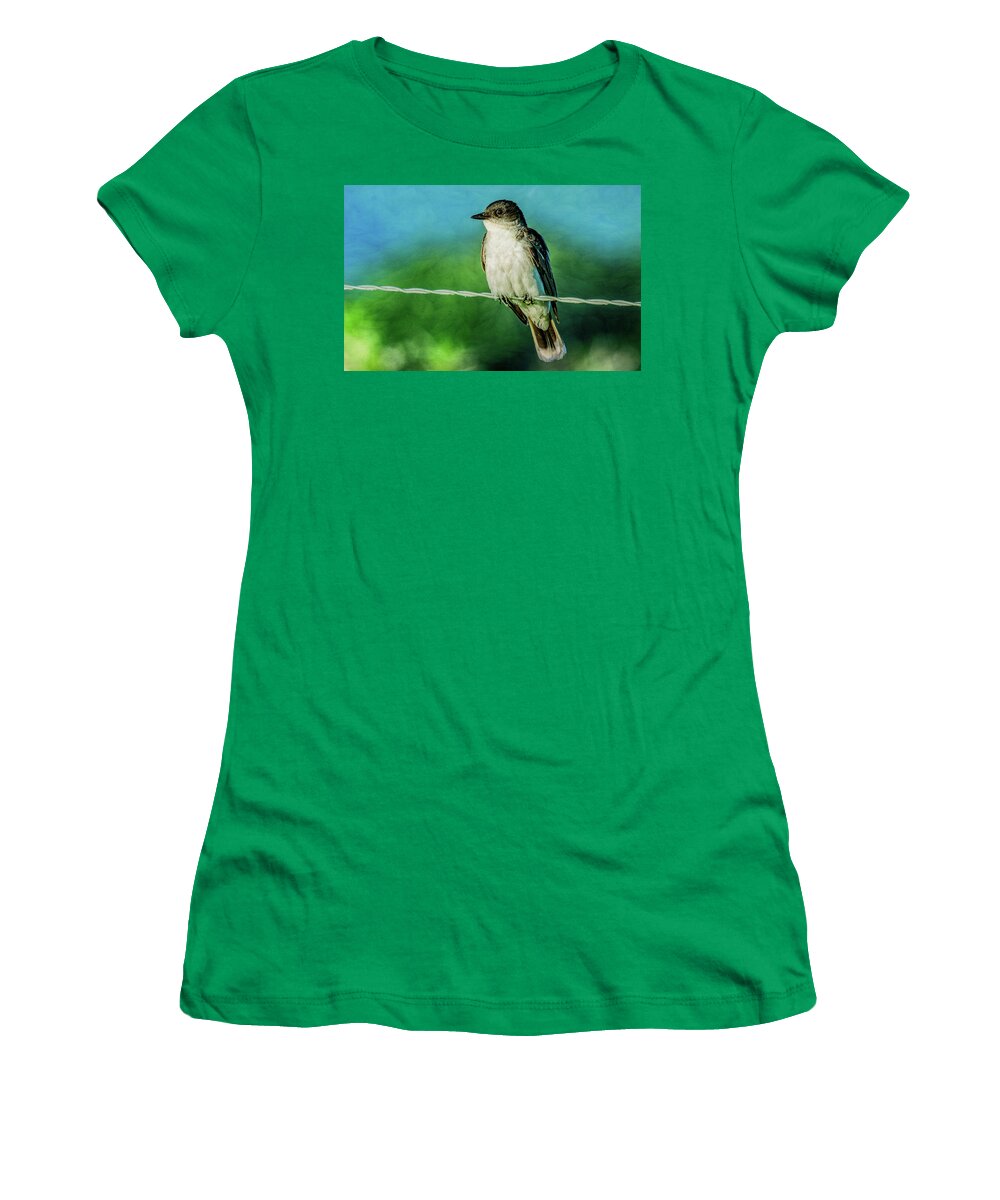 Eastern Kingbird Women's T-Shirt featuring the photograph Eastern Kingbird, Cades Cove by Marcy Wielfaert