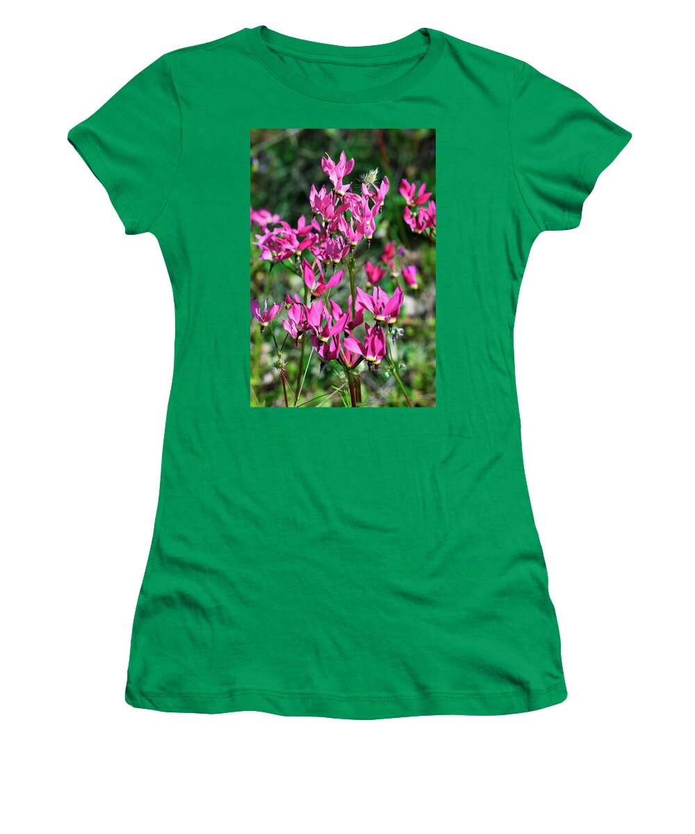 Shooting Stars Women's T-Shirt featuring the photograph Ephemeral Shooting Stars in Pink by Kathleen Bishop