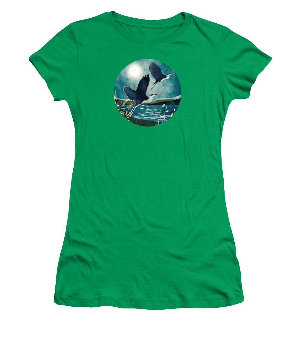 Heron Women's T-Shirt featuring the digital art Evening Heron by Spacefrog Designs