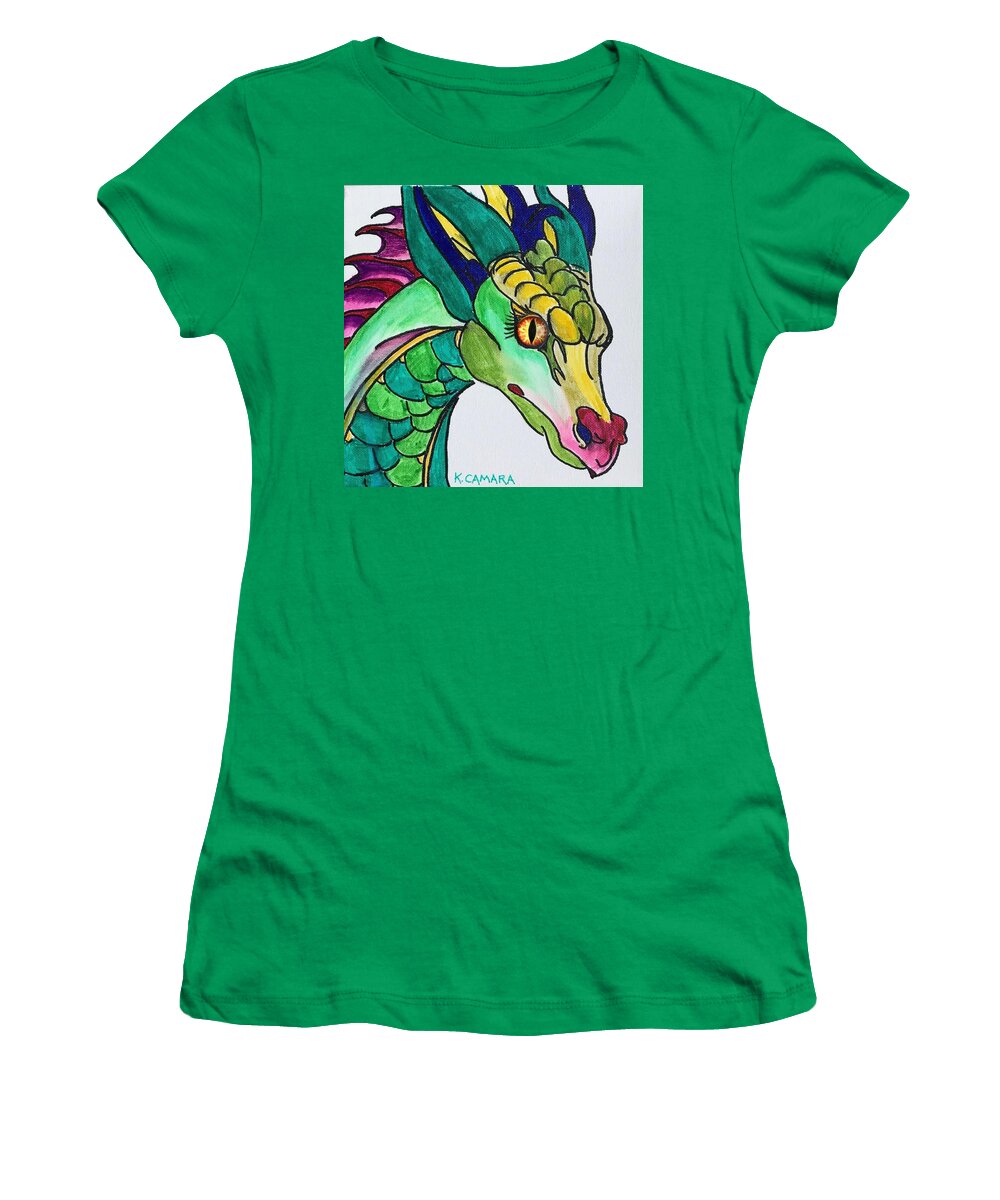 Pets Women's T-Shirt featuring the painting Eye of the Dragon by Kathie Camara