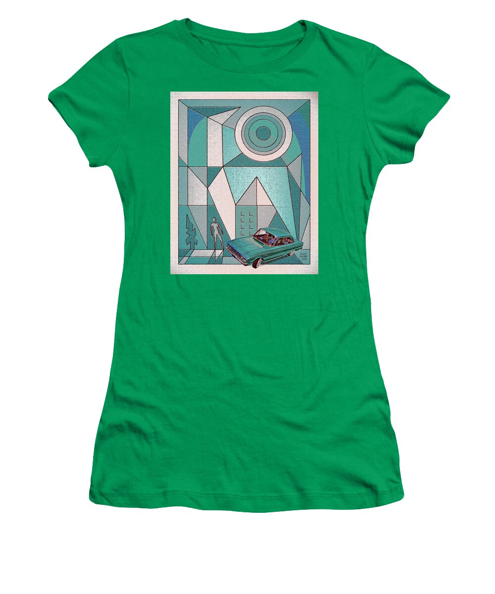 Falconer Women's T-Shirt featuring the digital art Falconer / Turquoise Falcon by David Squibb