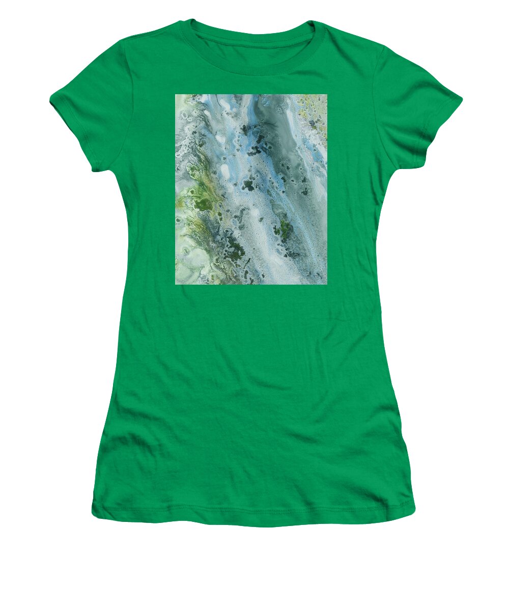 Beach Art Women's T-Shirt featuring the painting Gem Of The Sea Salty Blue Waves Of Crystals Watercolor Beach Art Decor V by Irina Sztukowski