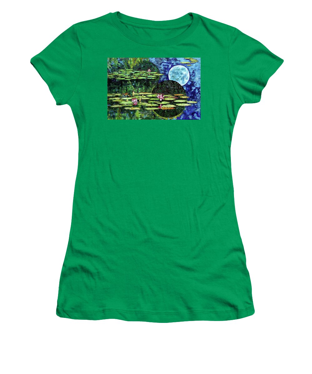 Water Lilies Women's T-Shirt featuring the painting God's Dream by John Lautermilch