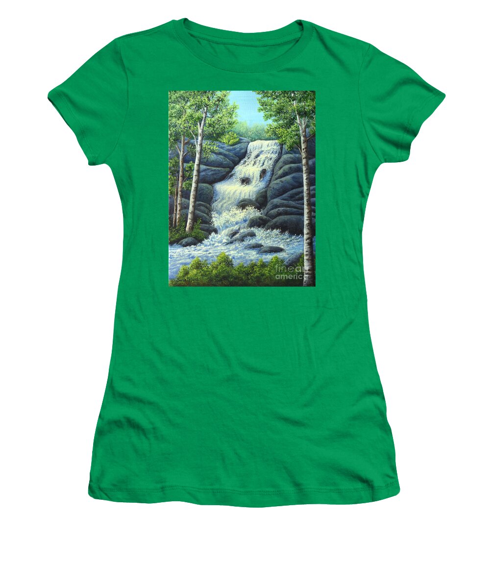 Hidden Women's T-Shirt featuring the painting Hidden Falls by Sarah Irland