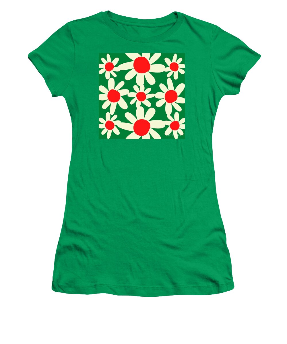 Green Women's T-Shirt featuring the digital art Holiday Floral Pattern Vintage by Christie Olstad