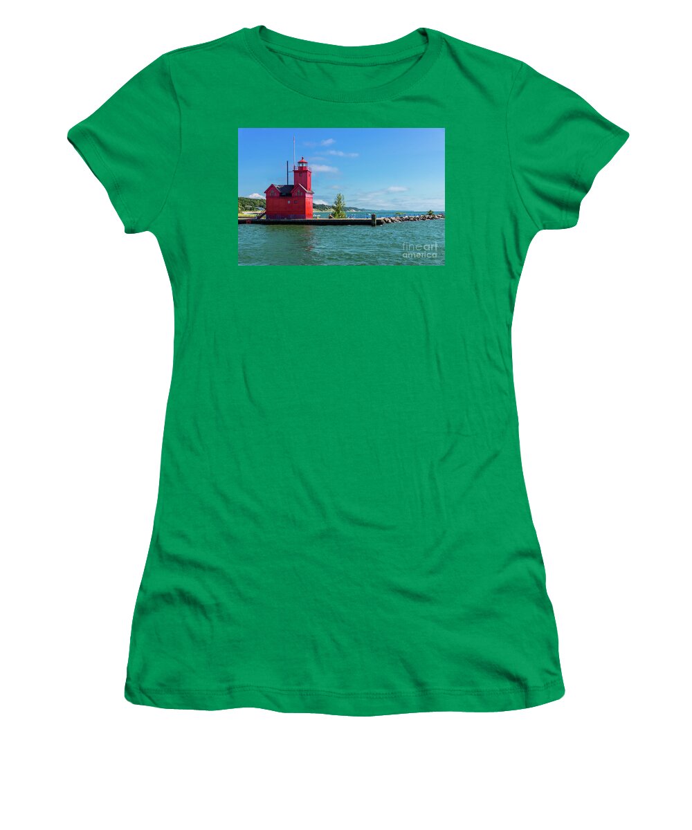 Lighthouse Women's T-Shirt featuring the photograph Holland Harbor Lighthouse by Jennifer White