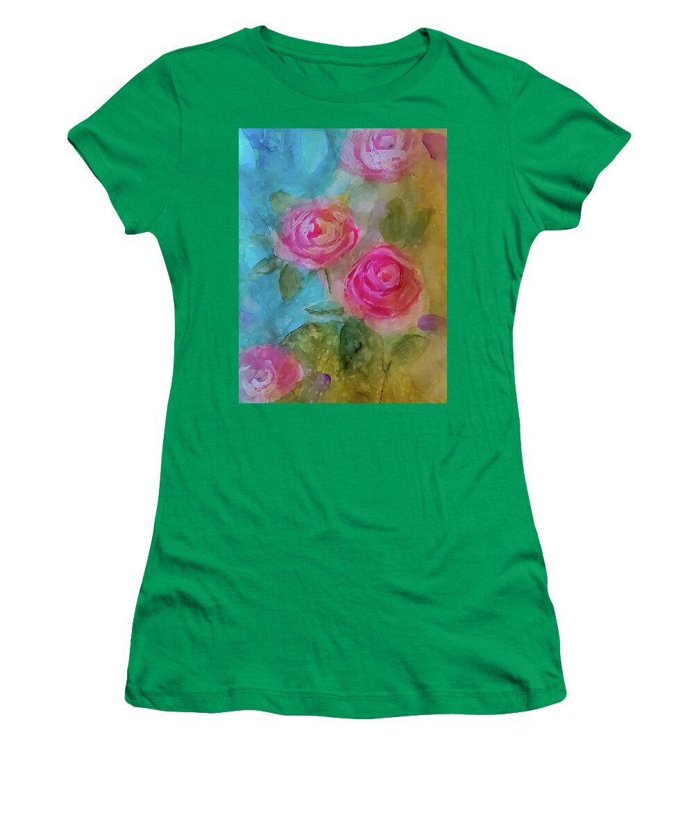 Rose Women's T-Shirt featuring the painting Just a Quick Rose Painting by Lisa Kaiser