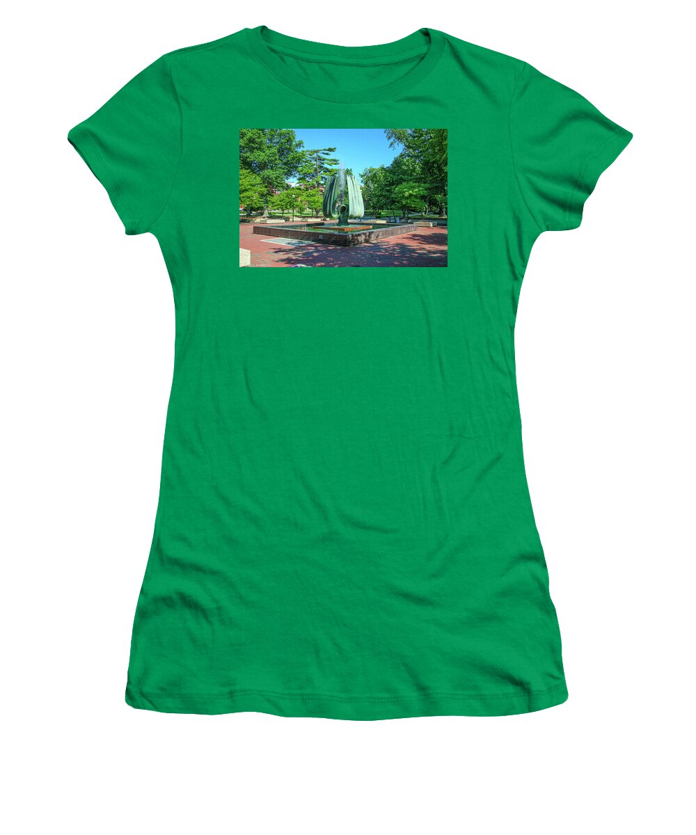 Memorial Fountain At Marshall University Women's T-Shirt featuring the photograph Memorial Fountain 2 by Tommy Anderson