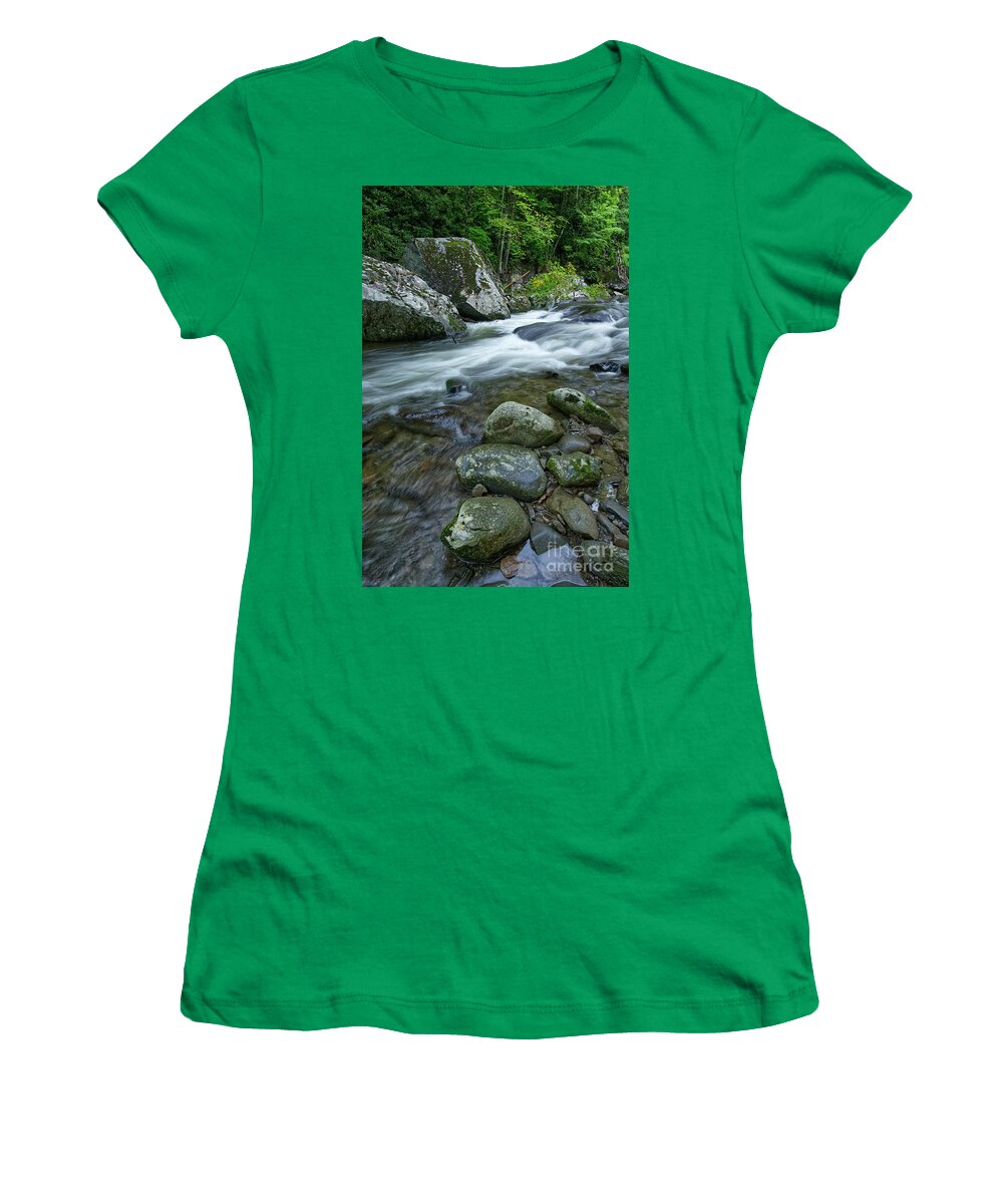 Middle Prong Little River Women's T-Shirt featuring the photograph Middle Prong Little River 35 by Phil Perkins
