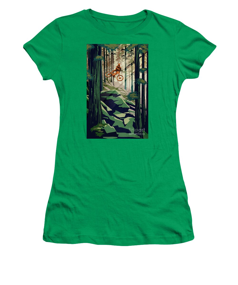 Cycling Art Women's T-Shirt featuring the painting my therapy Revelstoke by Sassan Filsoof