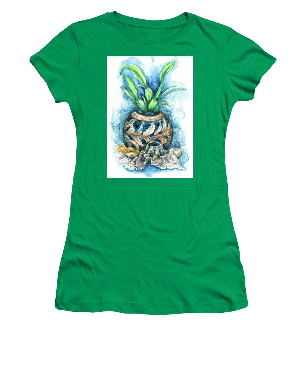 Orchid Women's T-Shirt featuring the painting Orchid and Barnacle by Ashley Kujan