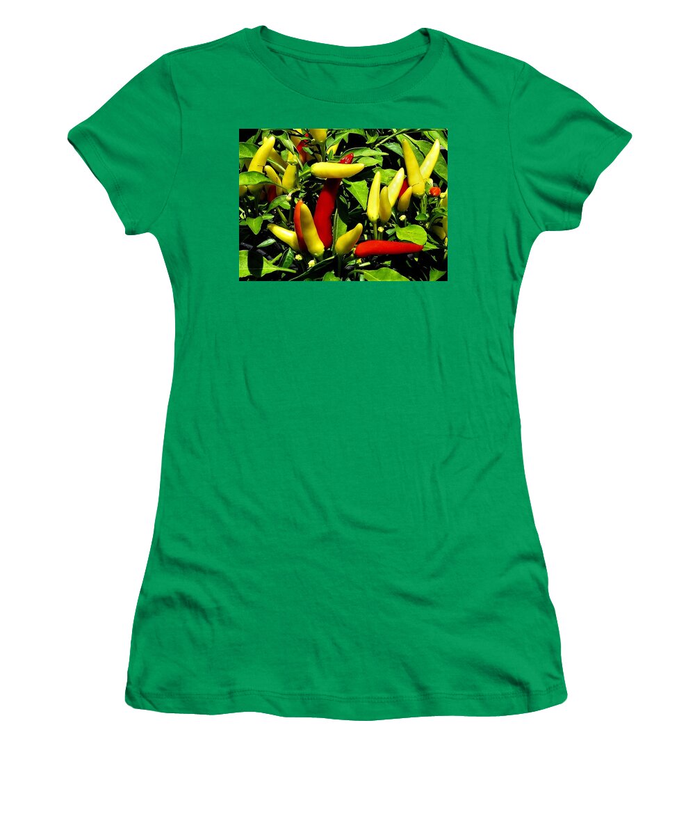 Vegetables Women's T-Shirt featuring the photograph Ornamental Peppers Close-up by Linda Stern