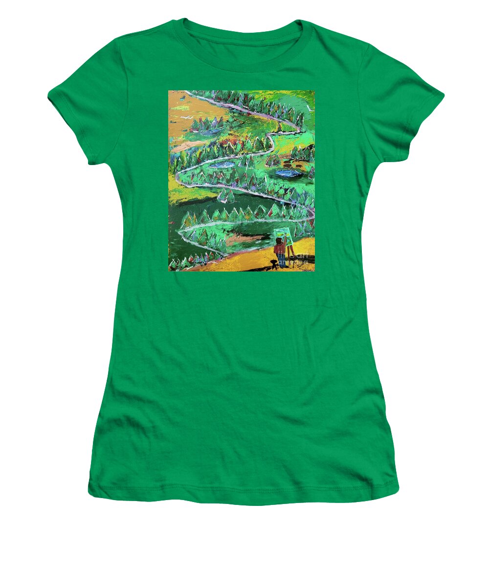  Women's T-Shirt featuring the painting Plein Air Painter by Mark SanSouci