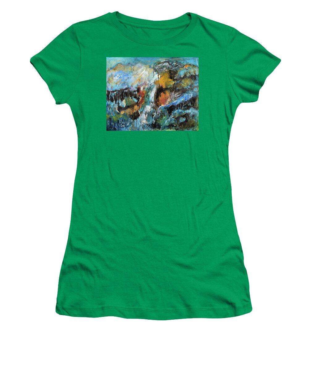 Abstract Women's T-Shirt featuring the painting Red rock abstract landscape by Jeremy Holton