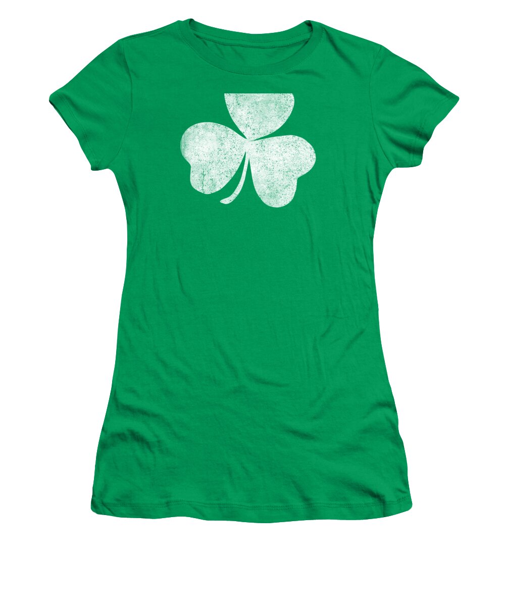 Funny Women's T-Shirt featuring the digital art Retro Distressed Shamrock St Patricks Day by Flippin Sweet Gear