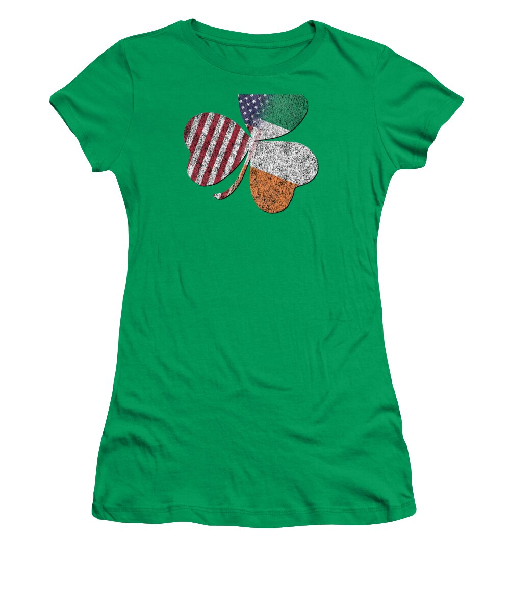 Cool Women's T-Shirt featuring the digital art Retro Irish American St Patricks Day Shamrock by Flippin Sweet Gear