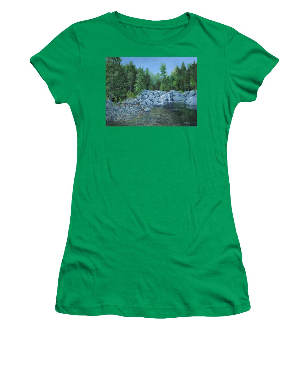 Stream Women's T-Shirt featuring the painting Rocky Stream by Ken Ahlering