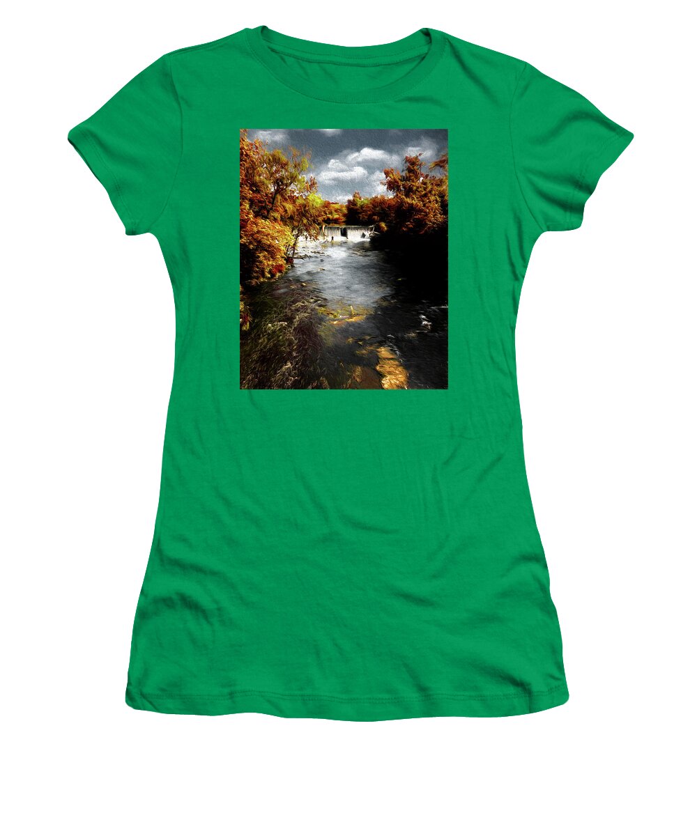 Horlick Dam Women's T-Shirt featuring the photograph Root River Fishing Art by Scott Olsen