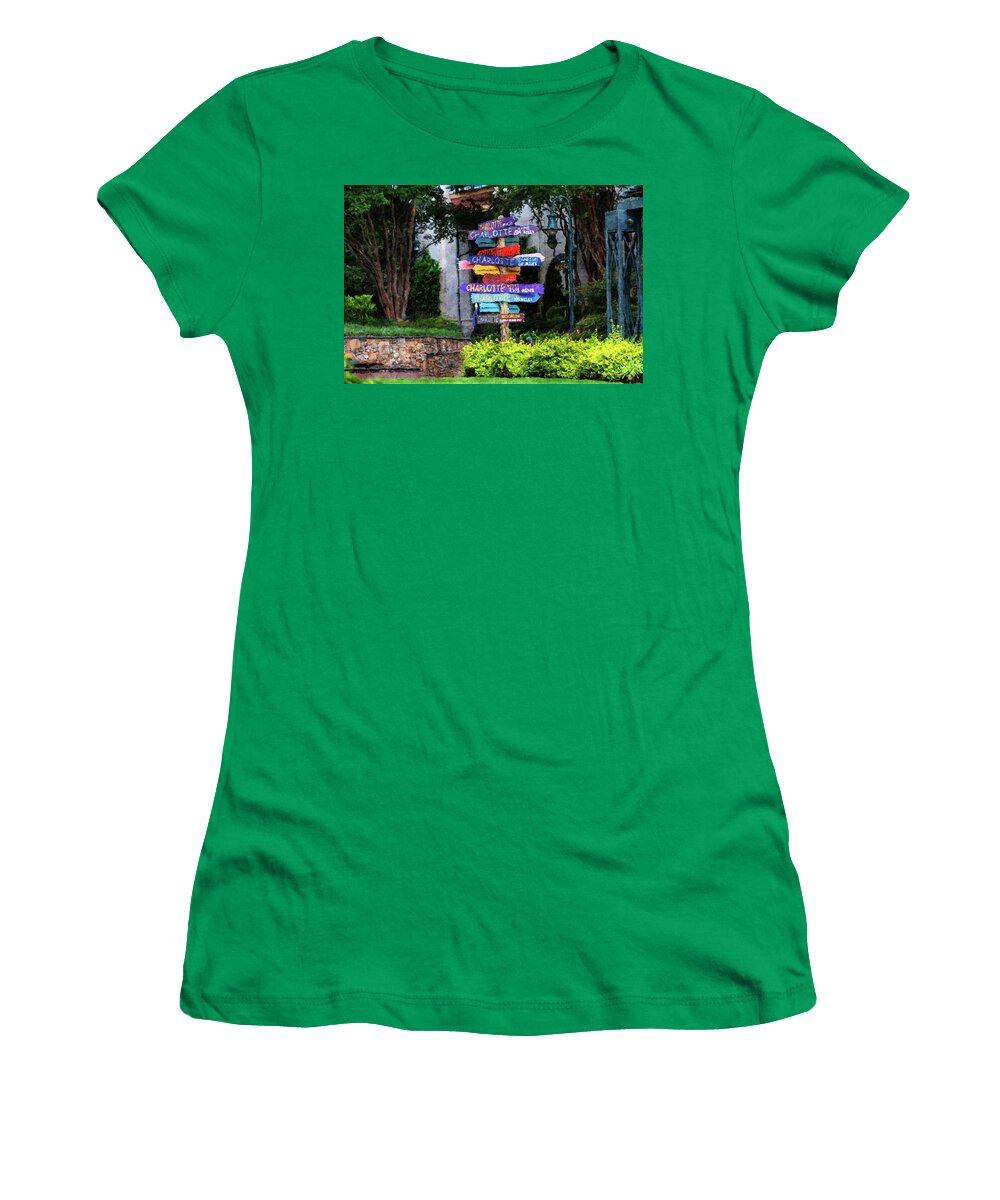 Signpost Women's T-Shirt featuring the digital art Signpost at The Green by SnapHappy Photos