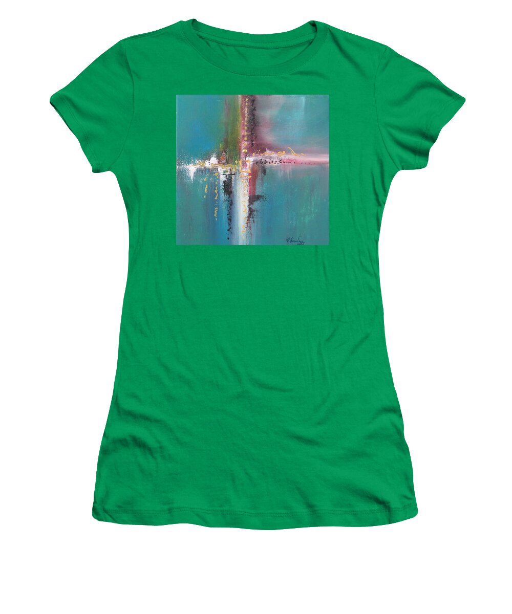 Abstract Women's T-Shirt featuring the painting Softness Behind The Hardness by Raymond Fernandez