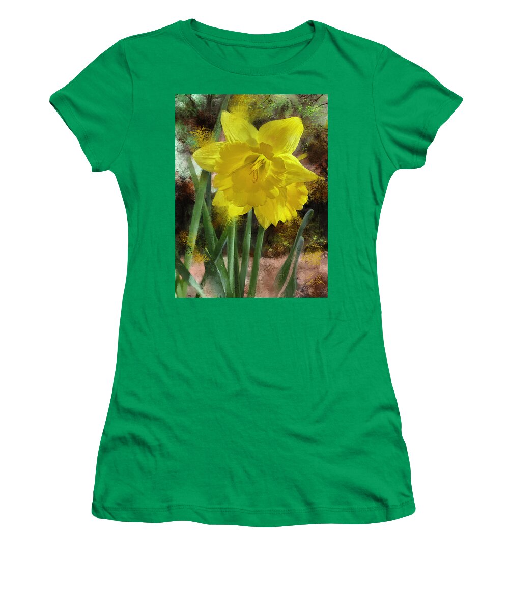 Flower Women's T-Shirt featuring the digital art Spring Gold by Garth Glazier