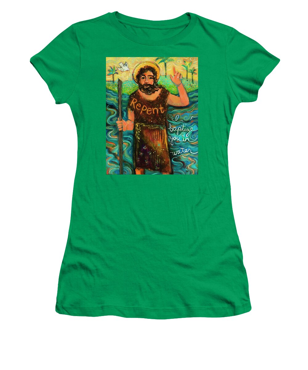 Jen Norton Women's T-Shirt featuring the painting St. John the Baptist by Jen Norton