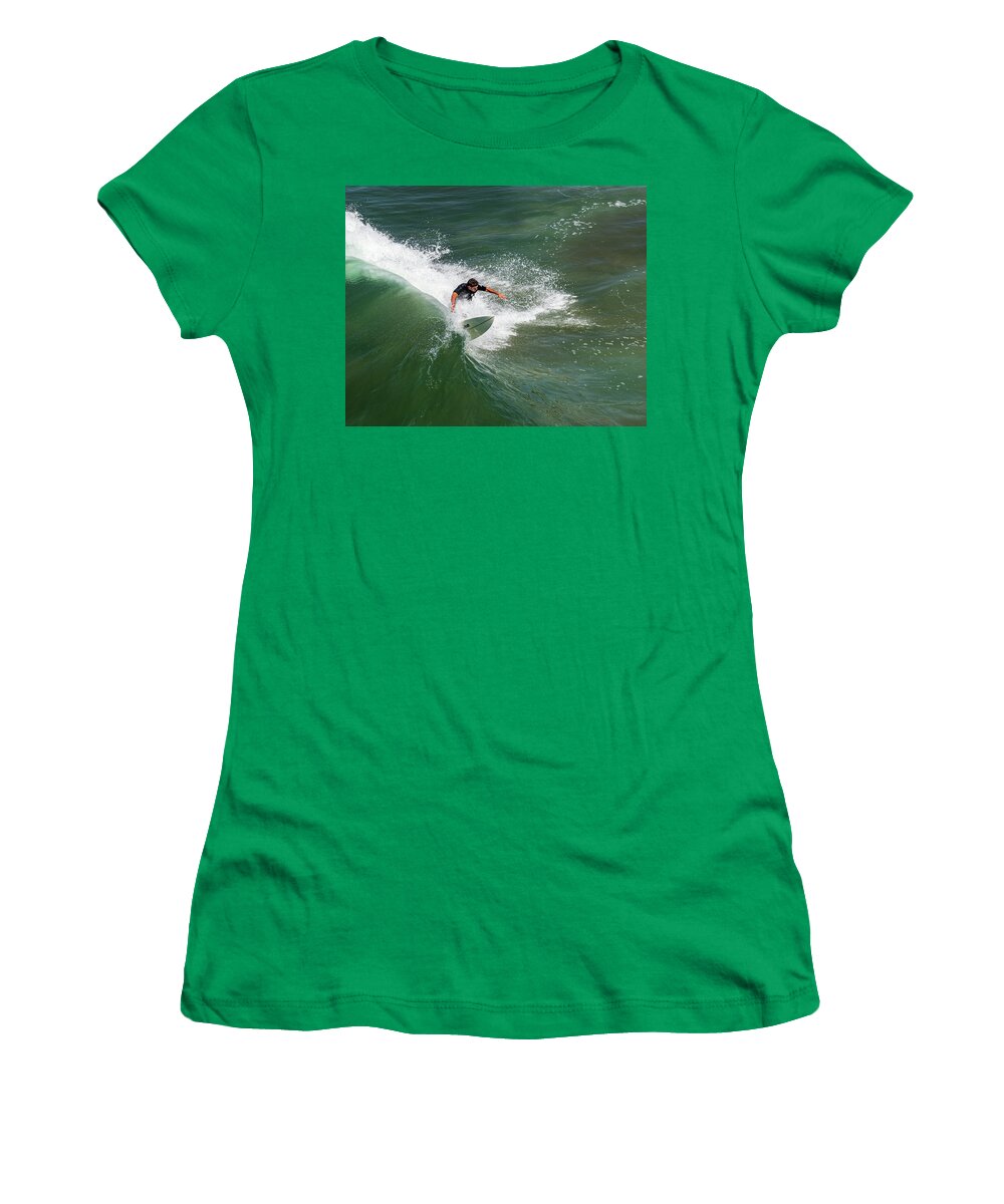 San Diego Women's T-Shirt featuring the photograph Surfer - Sports Photography by Amelia Pearn