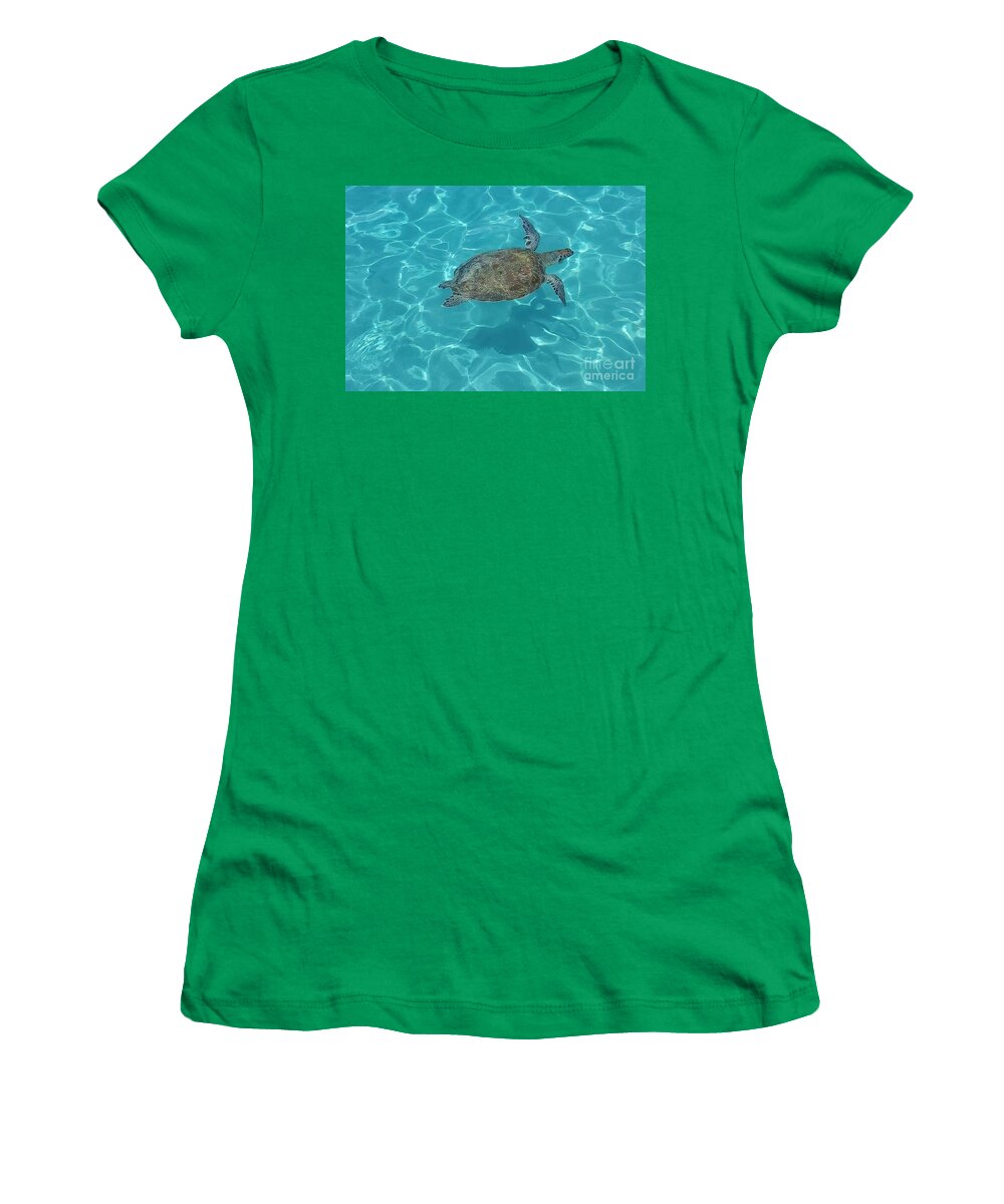 Sea Turtle Women's T-Shirt featuring the photograph Swimming with the Turtles by Elena Pratt