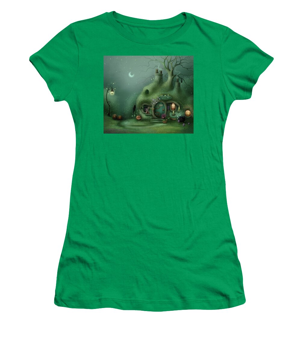 Fantasy House Women's T-Shirt featuring the painting The Witchy Wooo by Joe Gilronan