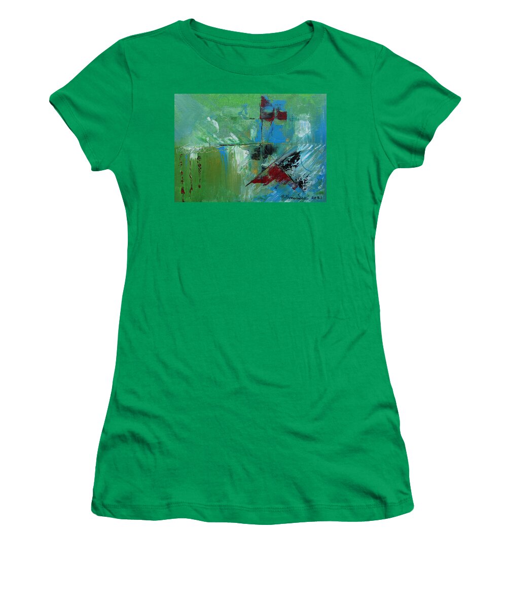 Abstract Women's T-Shirt featuring the painting Thoughts On The Matter by Raymond Fernandez
