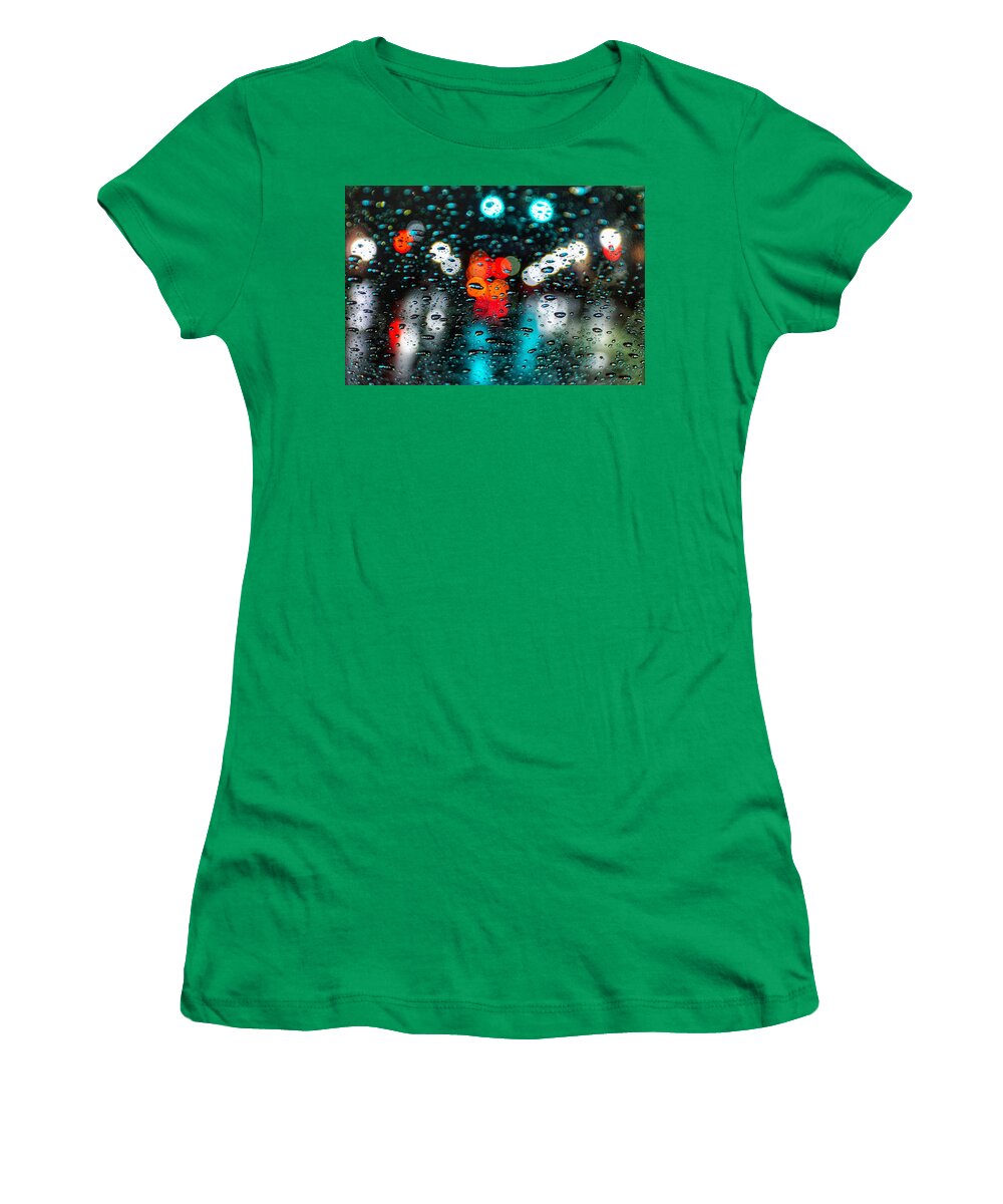 Photo Women's T-Shirt featuring the photograph Traffic through the Rain by Evan Foster
