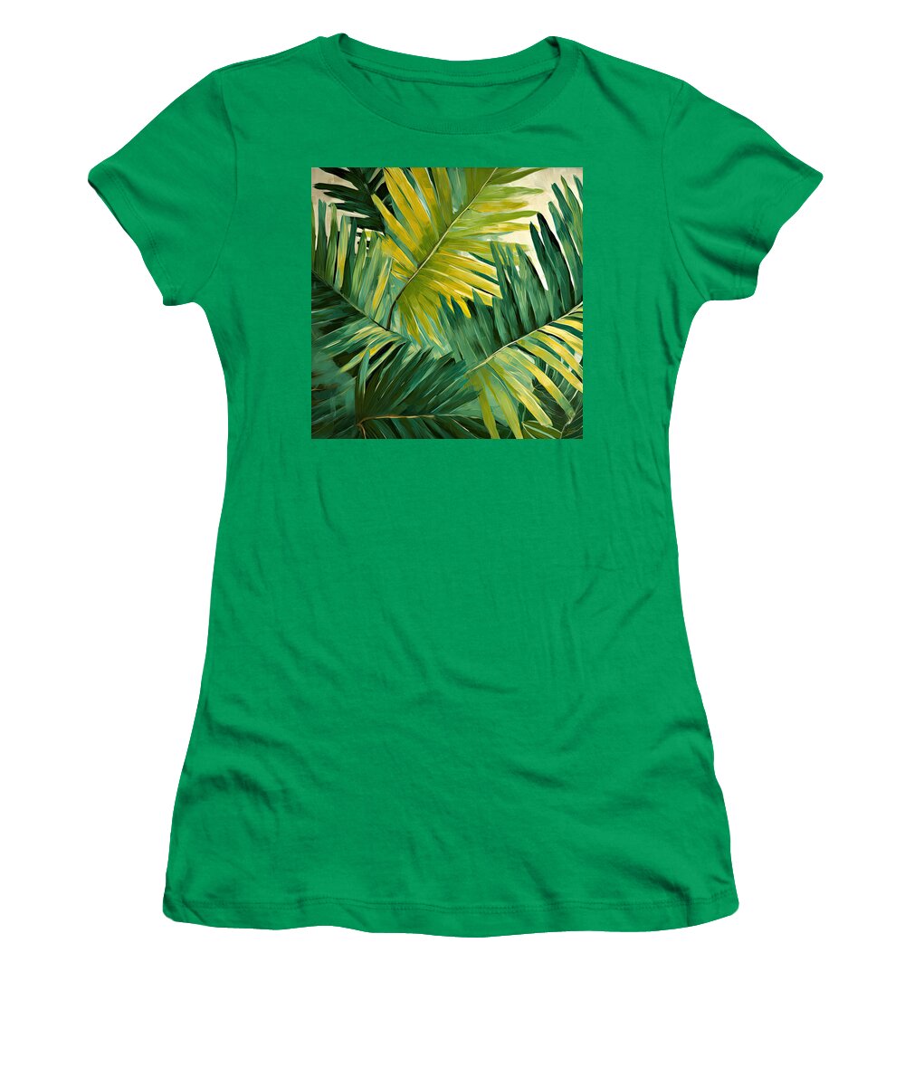Tropical Leaves Women's T-Shirt featuring the digital art Tropical Home Designs by Lourry Legarde