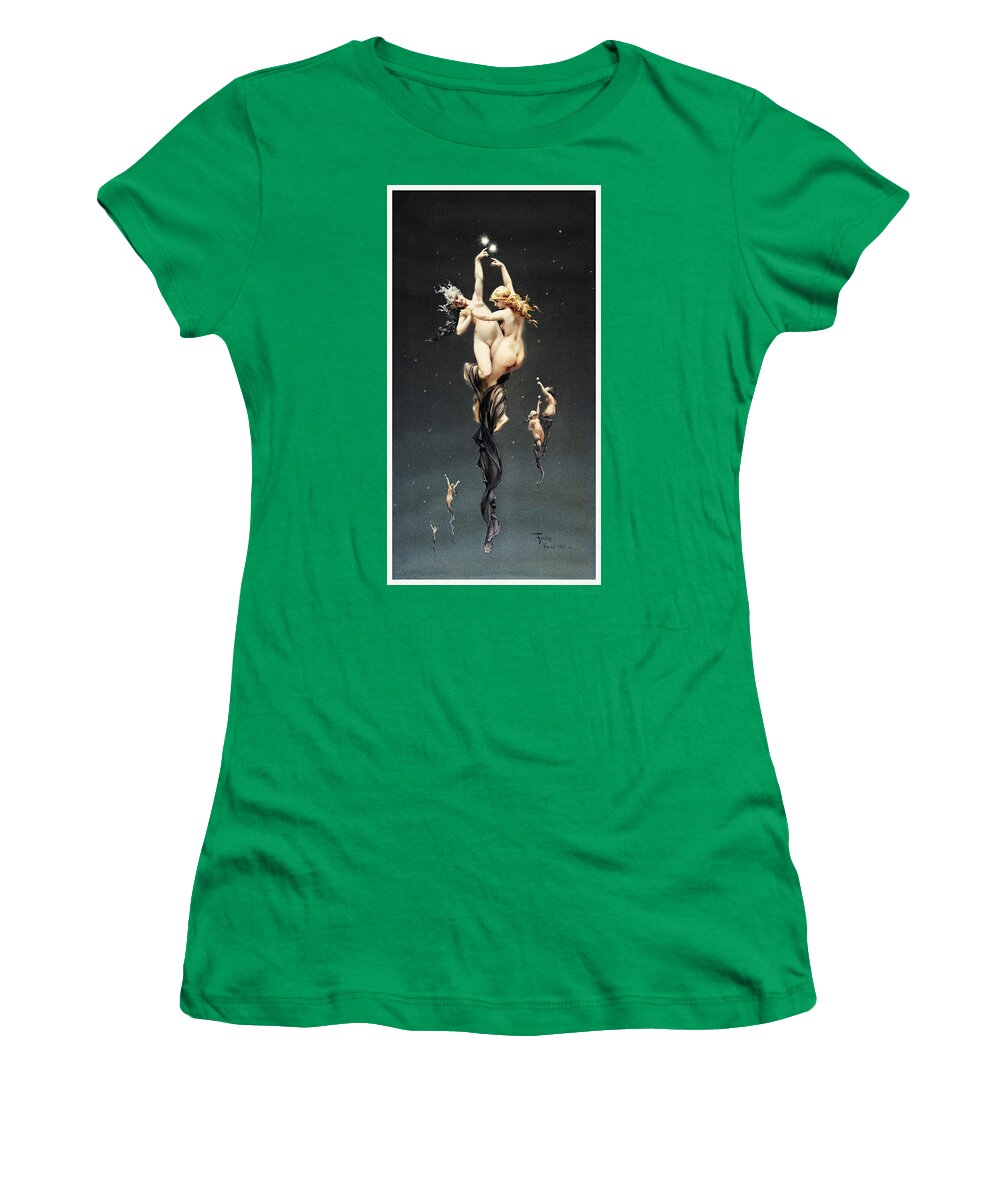 Wall Art Women's T-Shirt featuring the painting Twin Stars, Paris 1881 Poster by Vincent Monozlay
