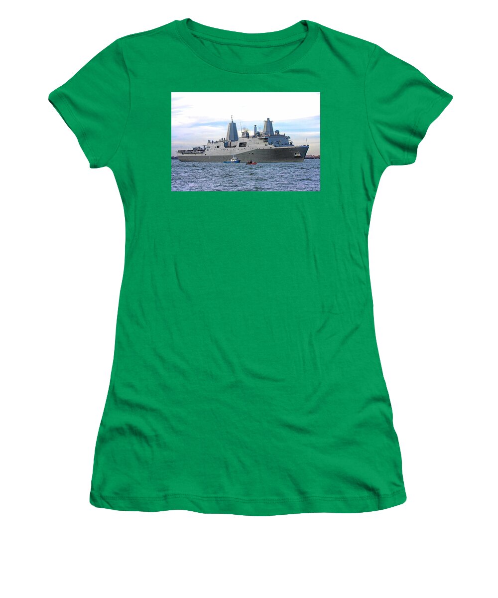 Us Navel Vessel Women's T-Shirt featuring the photograph USS New York by Bob Kopprasch