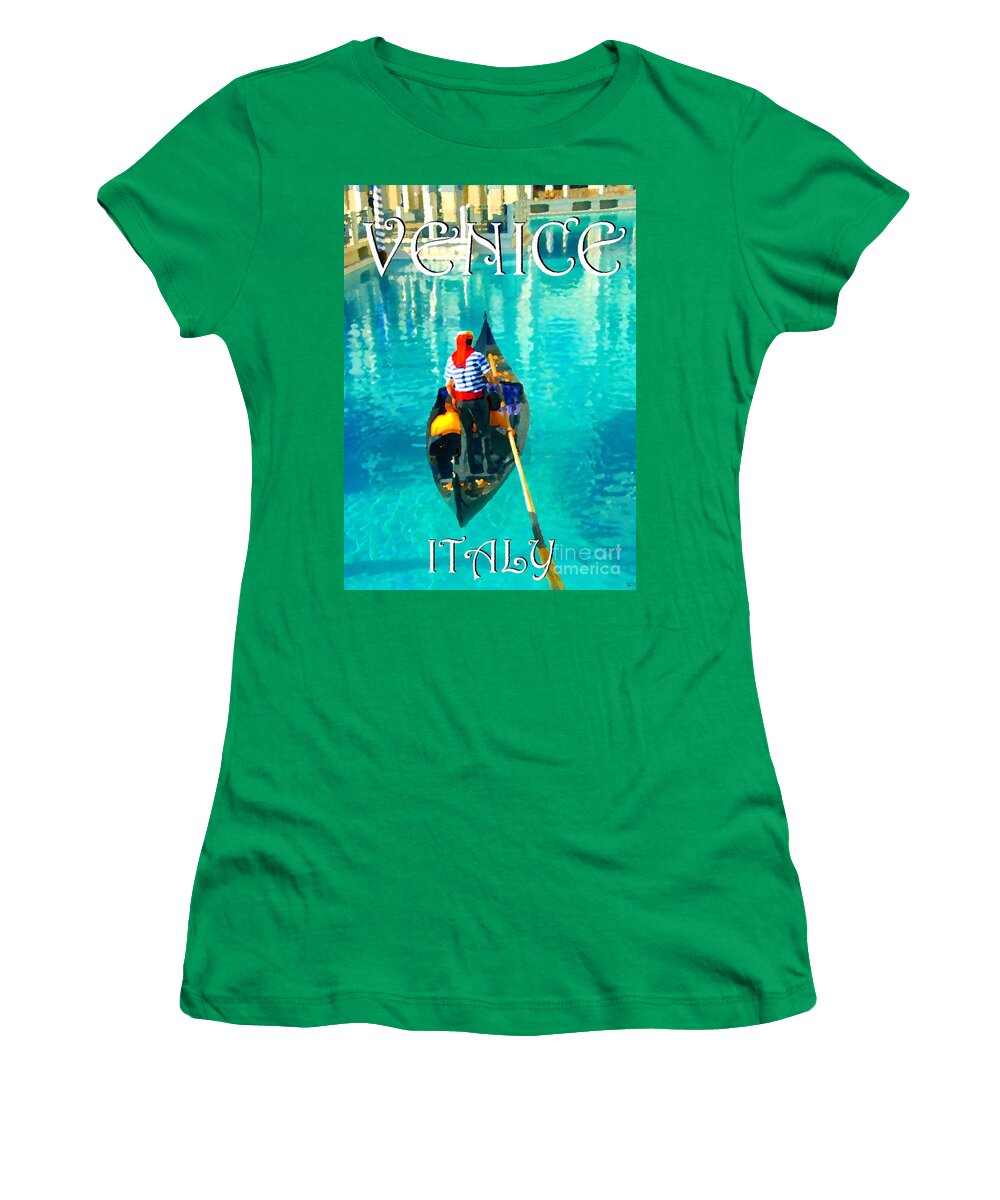Venice Women's T-Shirt featuring the mixed media Venice Italy travel poster by David Lee Thompson