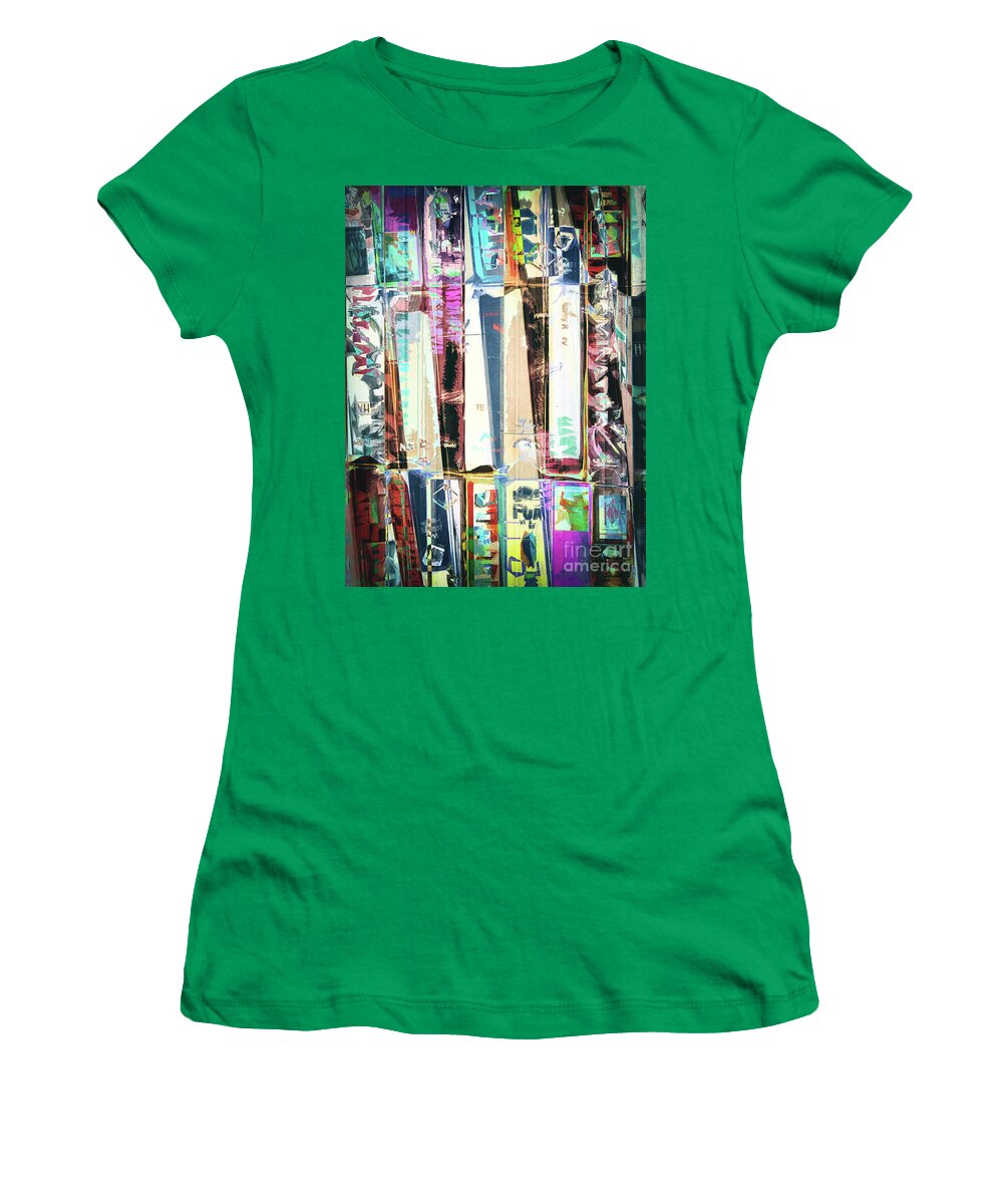Vcr Women's T-Shirt featuring the digital art Vintage Videos Abstract by Phil Perkins