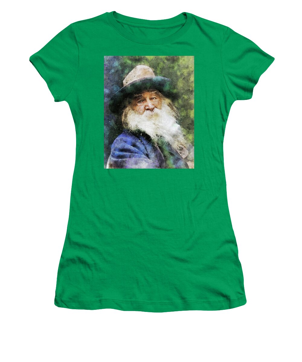 Walt Whitman Watercolor Painting Women's T-Shirt featuring the painting Walt Whitman Watercolor Painting by Dan Sproul