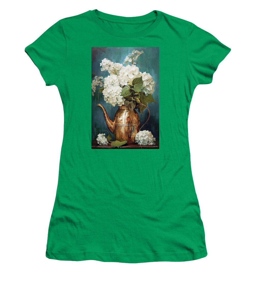 White Hydrangea Women's T-Shirt featuring the painting White Hydrangea Flowers by Tina LeCour
