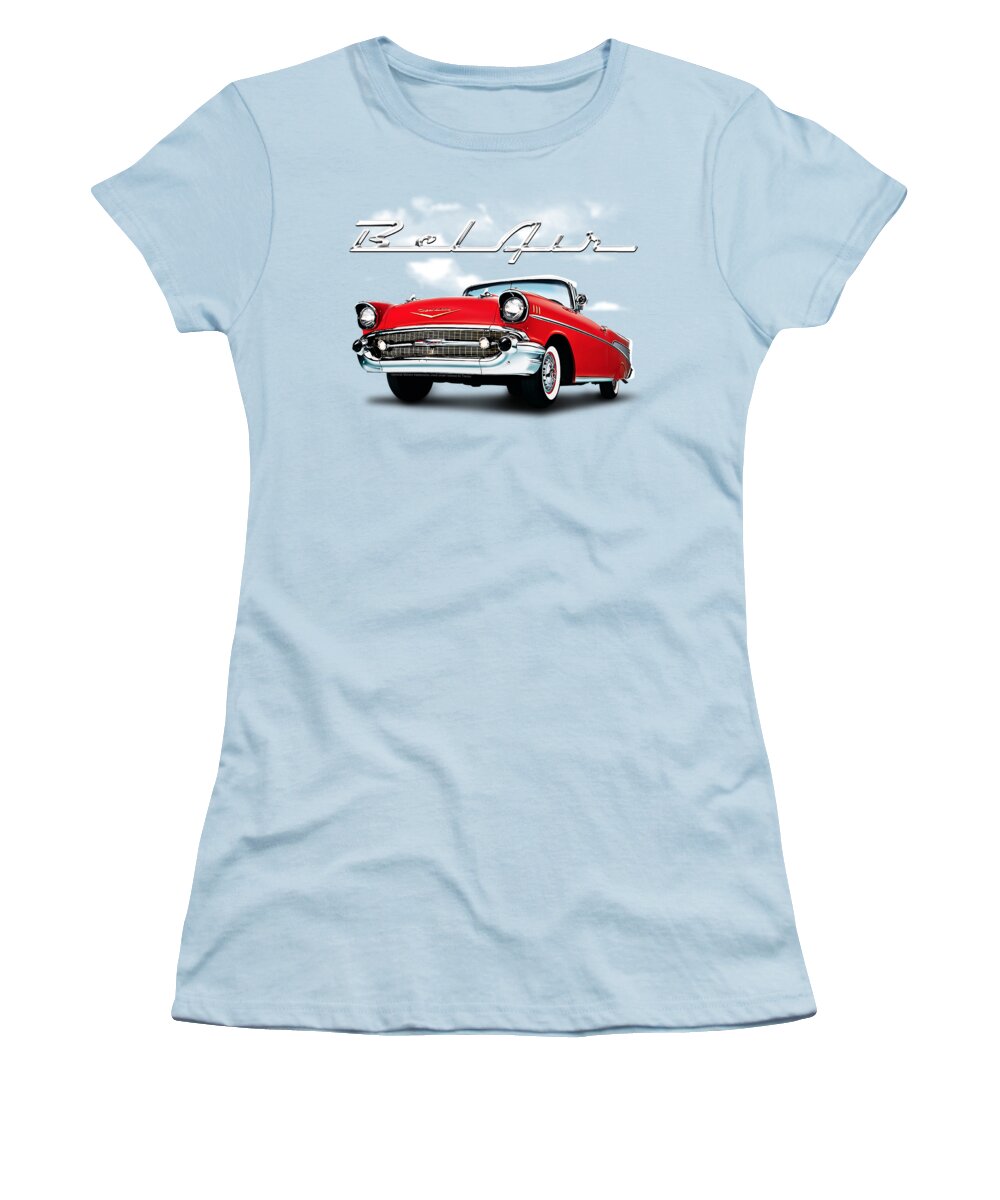  Women's T-Shirt featuring the digital art Chevrolet - Bel Air Clouds by Brand A