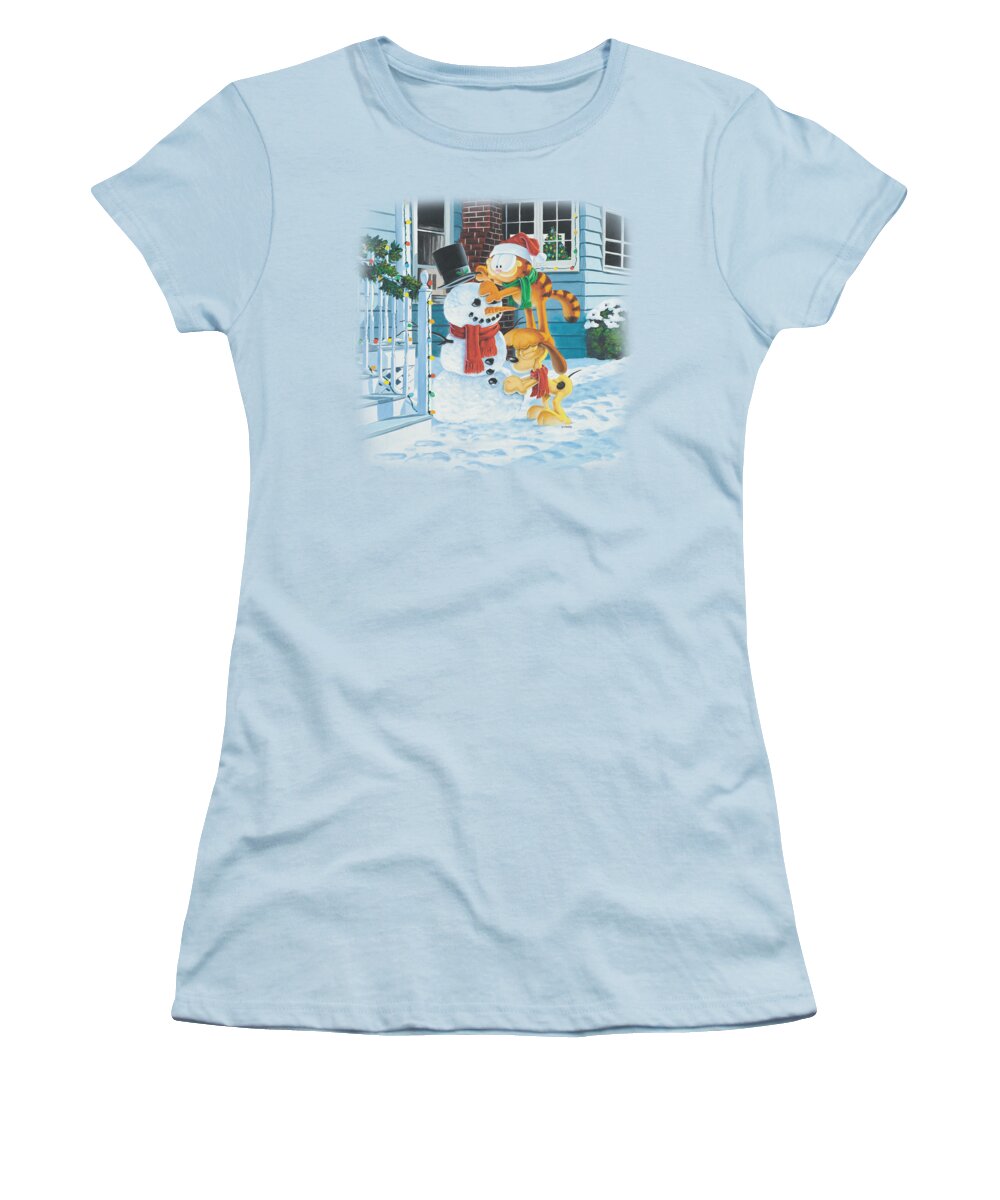 Garfield Women's T-Shirt featuring the digital art Garfield - Snow Fun by Brand A