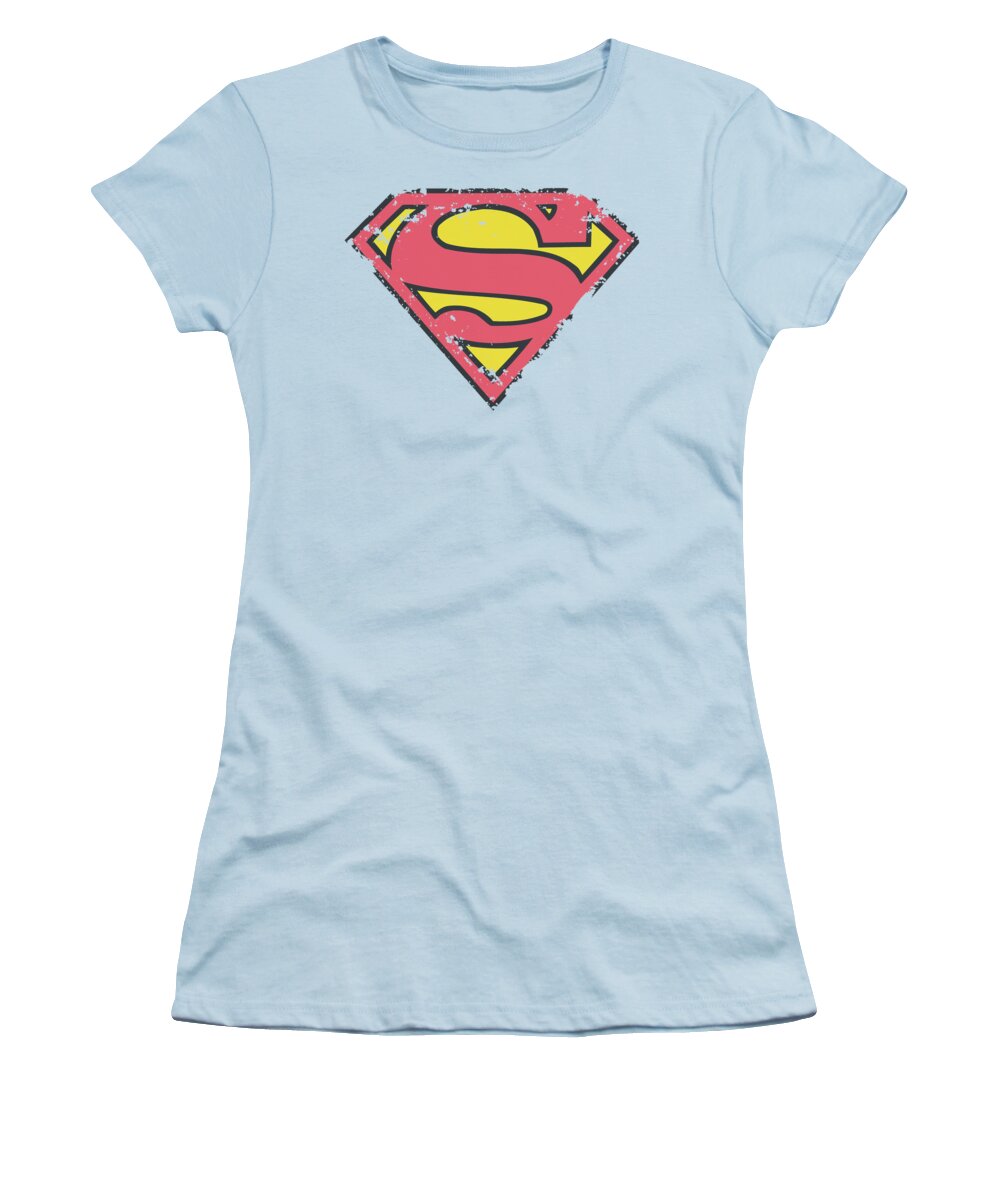 Superman Women's T-Shirt featuring the digital art Superman - Distressed Shield by Brand A