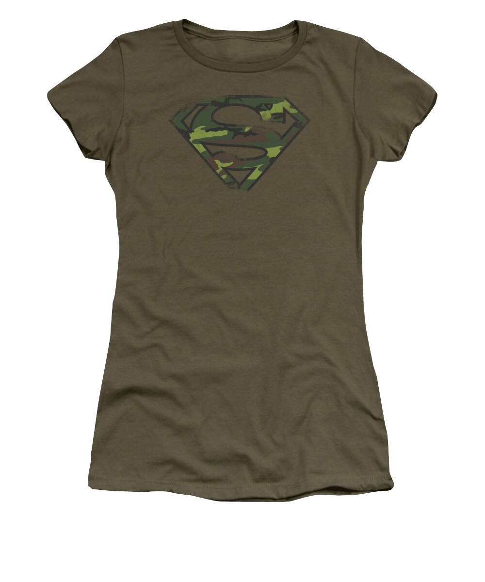 Superman Women's T-Shirt featuring the digital art Superman - Distressed Camo Shield #1 by Brand A