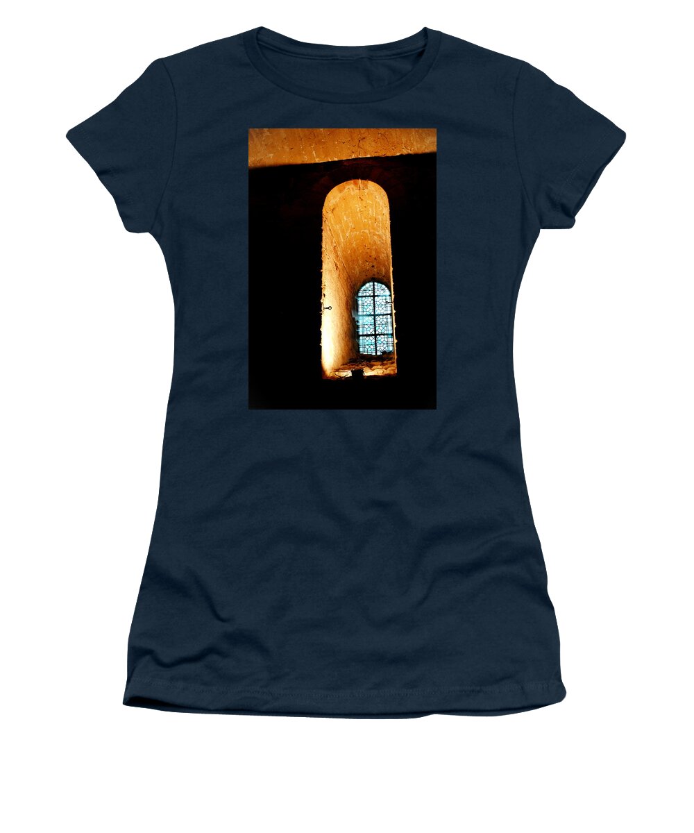 Window Women's T-Shirt featuring the photograph Meditation - Deep Window Mont St Michel by Jacqueline M Lewis