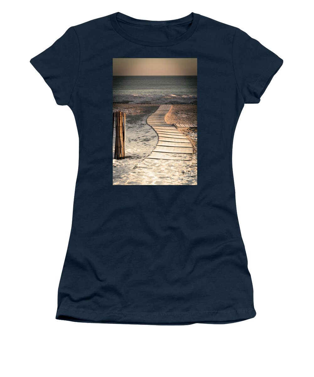 Evanston Women's T-Shirt featuring the photograph 0160 Evanston Boardwalk by Steve Sturgill
