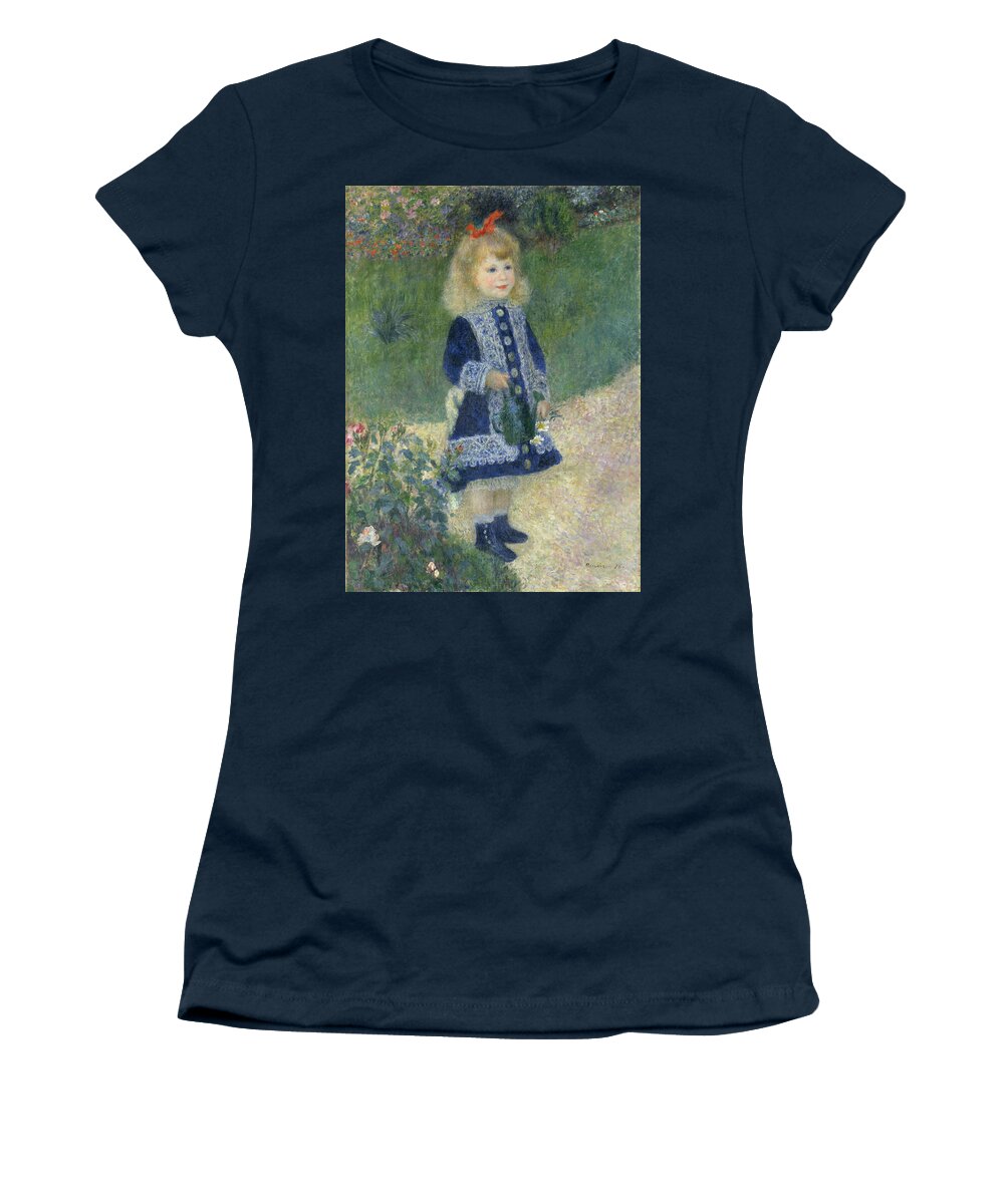Auguste Renoir Women's T-Shirt featuring the painting A Girl with a Watering Can #6 by Auguste Renoir